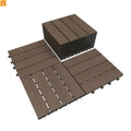 Outdoor Deck Tiles HDPE Dark Brown Interlocking 12x12in 9 Piece