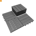 Outdoor Deck Tiles HDPE Dark Gray Interlocking 12x12in 9 Piece