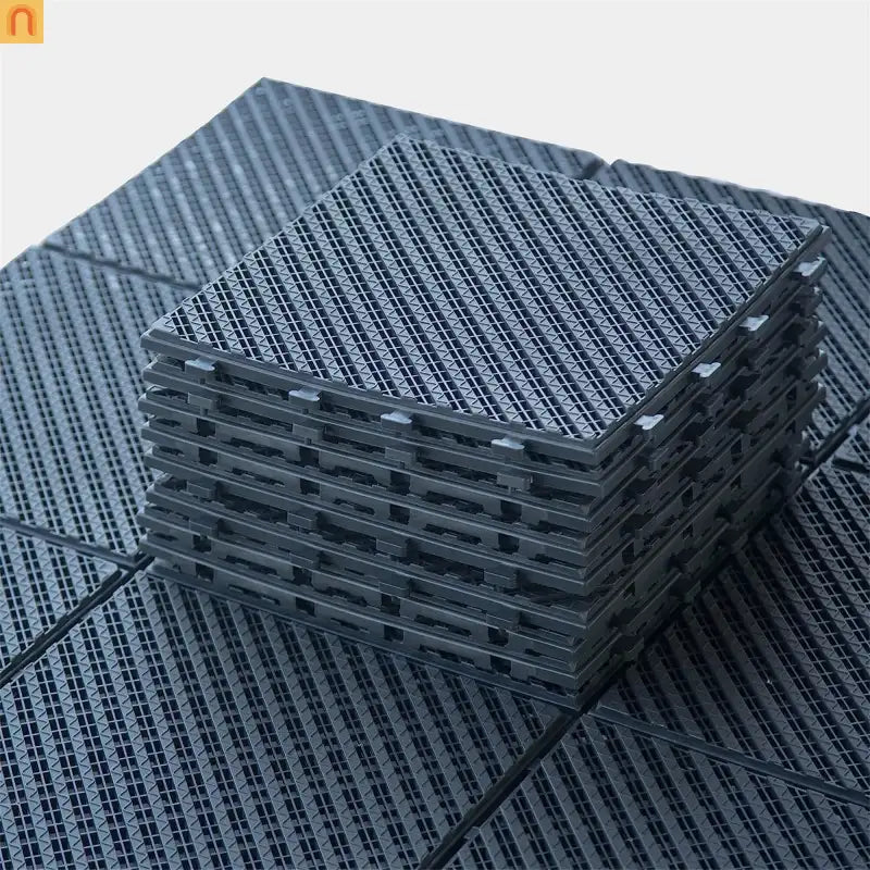 Outdoor Deck Tiles Composite Dark Gray Interlocking 12x12in 36 Piece