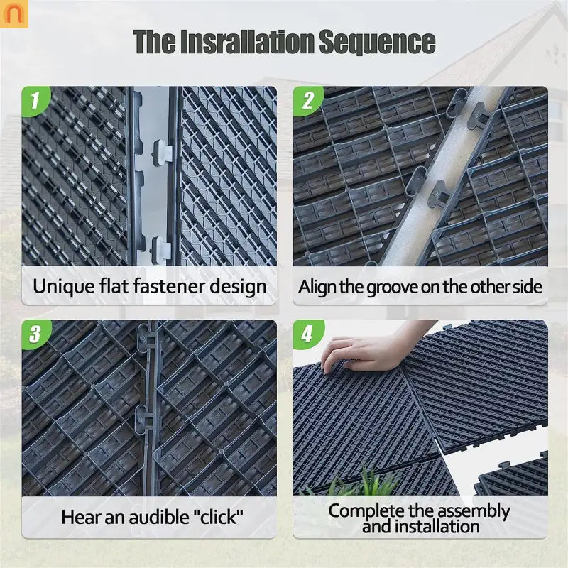 Outdoor Deck Tiles Composite Dark Gray Interlocking 12x12in 36 Piece