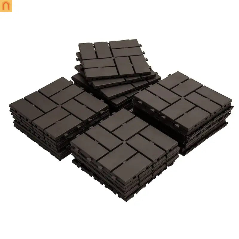 Outdoor Deck Tiles Interlocking Plastic Brown 12x12 in Pack of 9