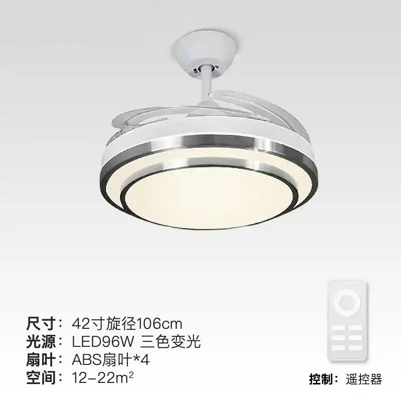 DecorBites™ 42" Retractable LED Ceiling Fan, Remote Control, Modern Design