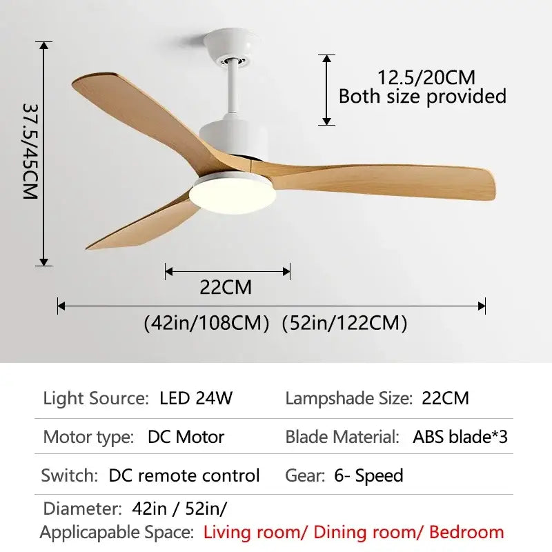 Modern dark bronze ceiling fan with led light bedroom remote control