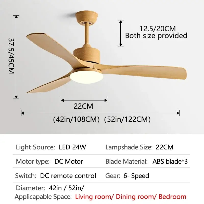 Modern dark bronze ceiling fan with led light bedroom remote control