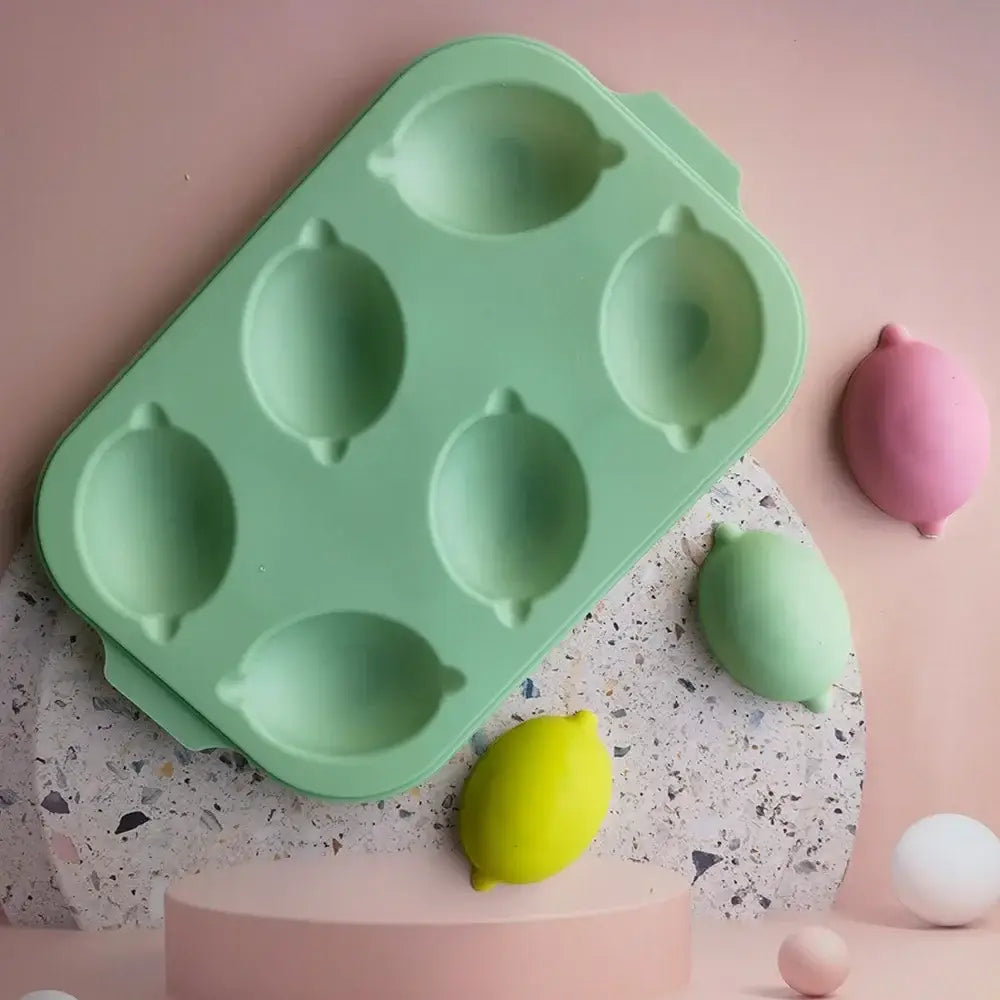 DecorBites™ 6-Cavity Lemon Shape Silicone Cake Mold for DIY Baking and Decorating