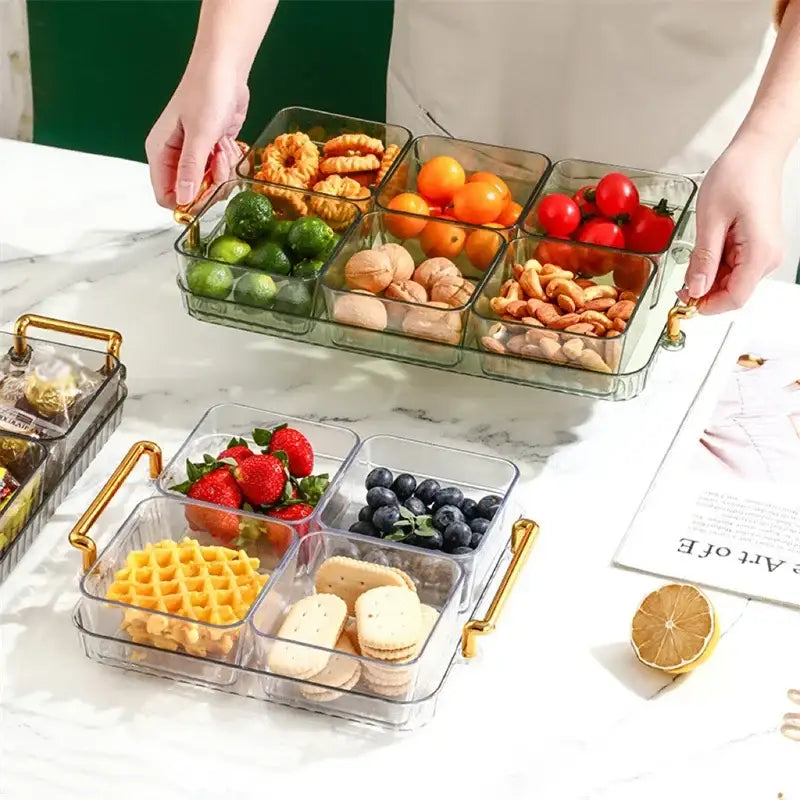DecorBites™ 6-Grid Divided Fruit Plate Snack Dish Dry Fruit Tray Light Luxury Tray