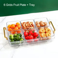 DecorBites™ 6-Grid Divided Fruit Plate Snack Dish Dry Fruit Tray Light Luxury Tray