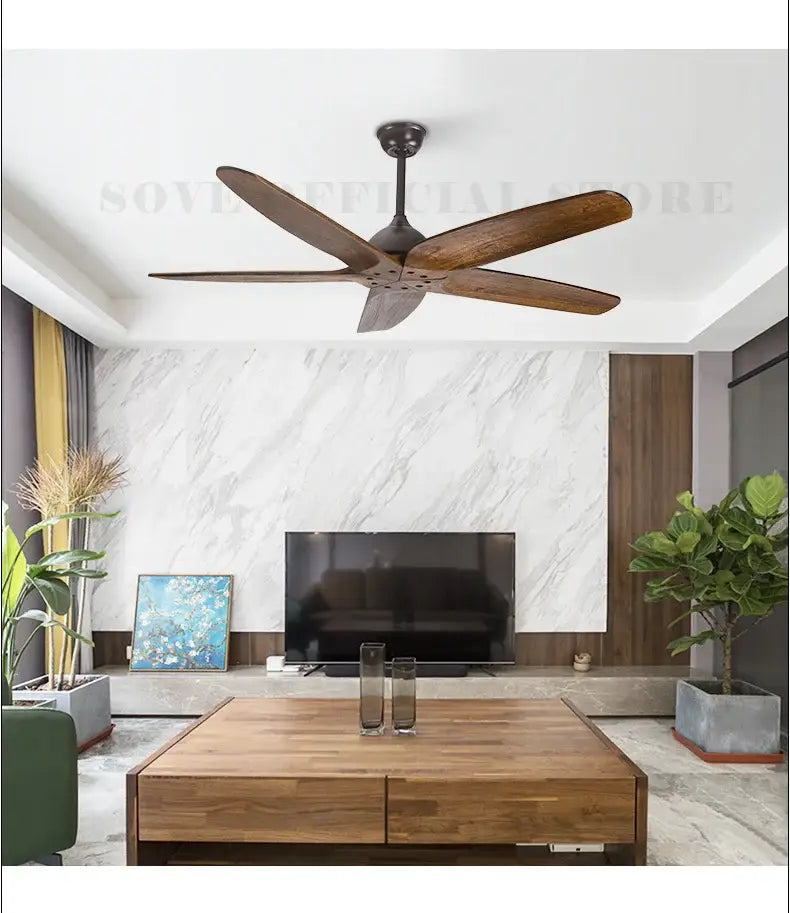 DecorBites™ 60" Wood Blade Ceiling Fan with LED Light & Remote Control
