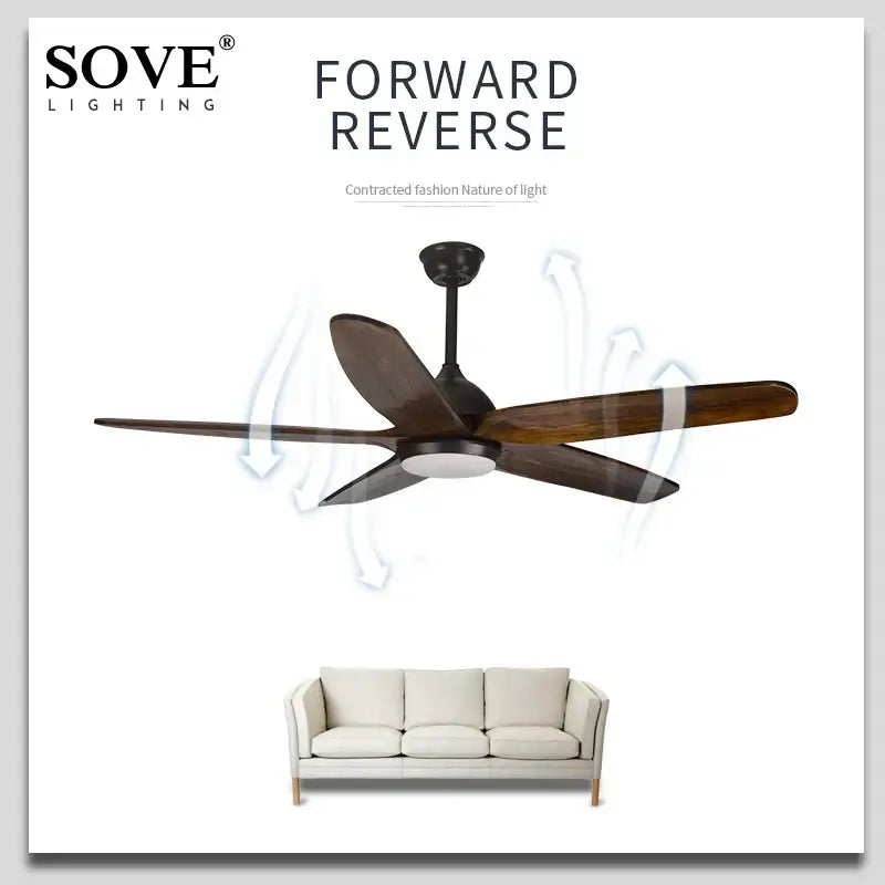 DecorBites™ 60" Wood Blade Ceiling Fan with LED Light & Remote Control