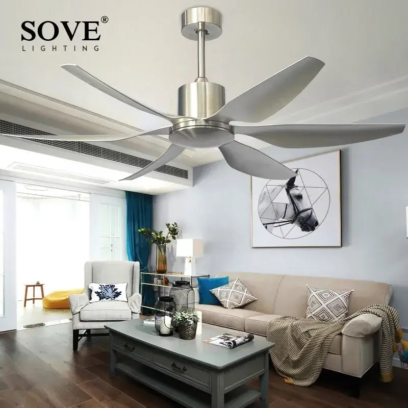 Modern black & wood led brown ceiling fan for living room