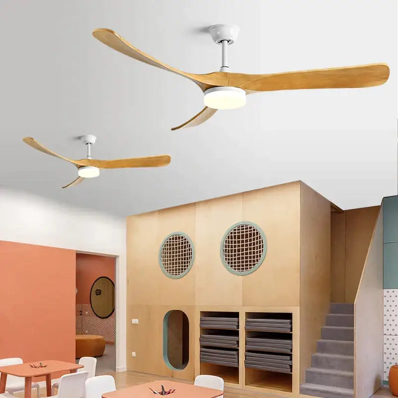 DecorBites™ 70" Black Retro Fan Light with Solid Wood Blade, LED, DC Remote Control