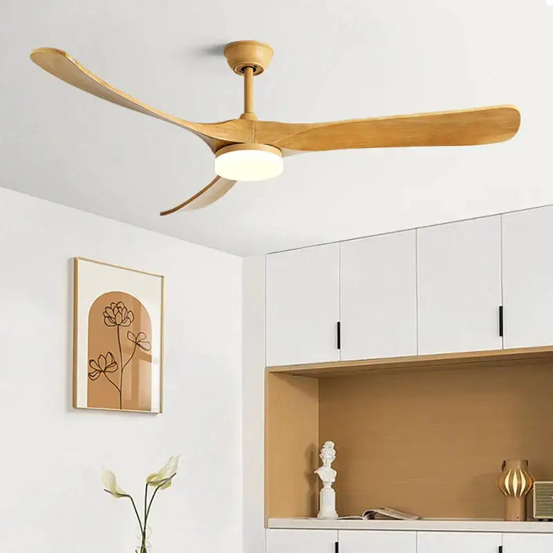 DecorBites™ 70" Black Retro Fan Light with Solid Wood Blade, LED, DC Remote Control