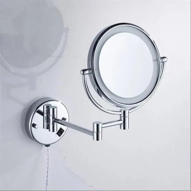 DecorBites™ 8 Inch Brass LED Folding Makeup Mirror 3X/1X Magnification