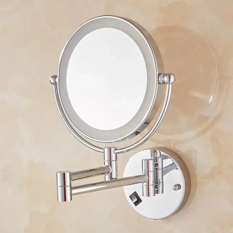 DecorBites™ 8 Inch Brass LED Folding Makeup Mirror 3X/1X Magnification