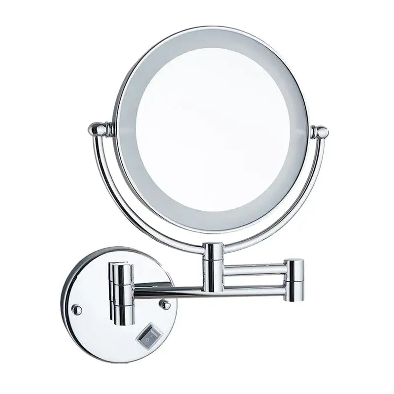 DecorBites™ 8 Inch Brass LED Folding Makeup Mirror 3X/1X Magnification