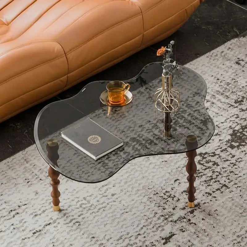 DecorBites™ 80*40cm Solid Wood Peanut-Shaped Coffee Table for Living Room