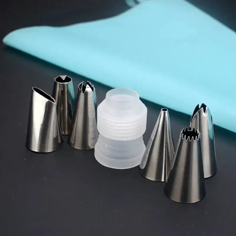 DecorBites™ 8pc Silicone Piping Bag & 6pc Nozzle Set for Cake Decorating
