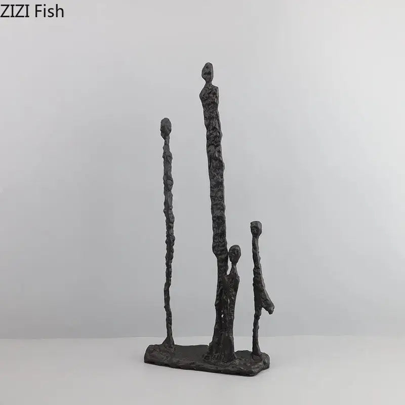 Modern abstract black iron figure sculpture living room dancer decor