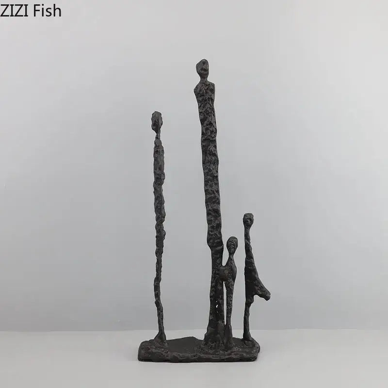 Modern abstract black iron figure sculpture living room dancer decor