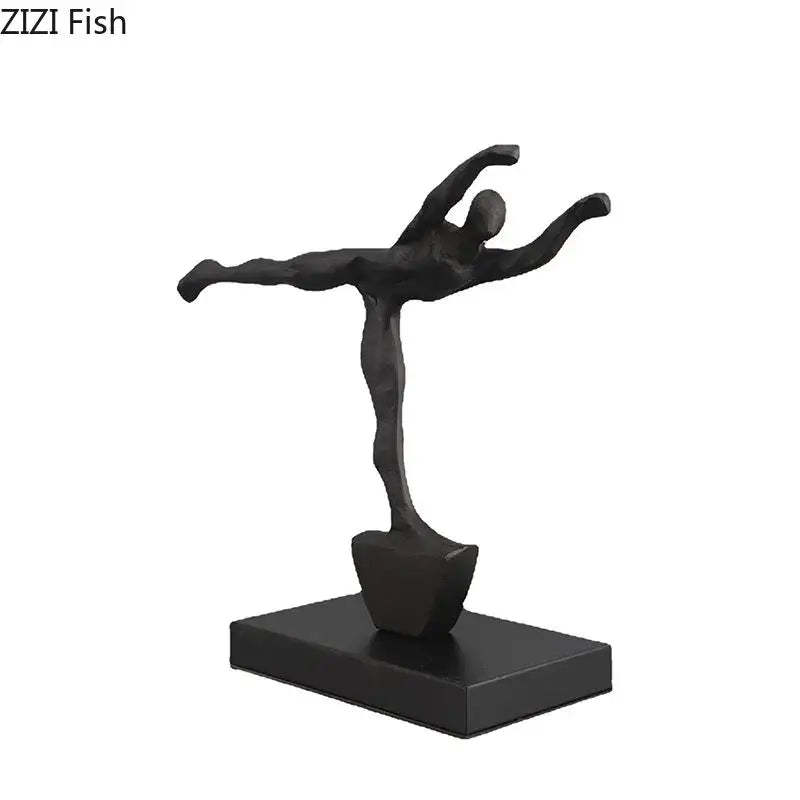 Modern abstract black iron figure sculpture living room dancer decor