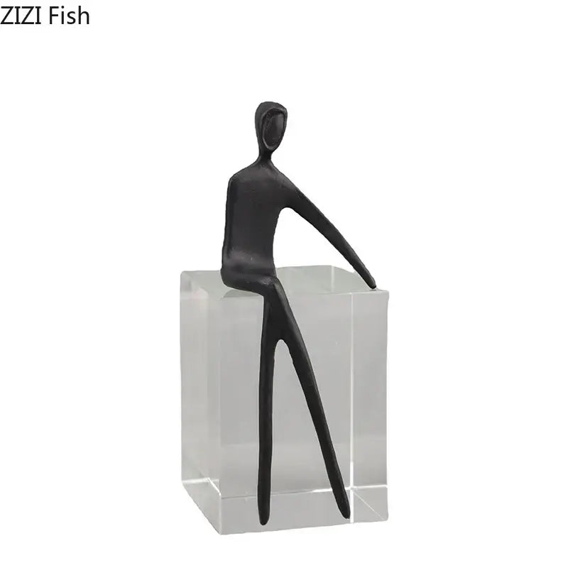 DecorBites™ Abstract Character Sculpture with Crystal Base for Modern Room Decor