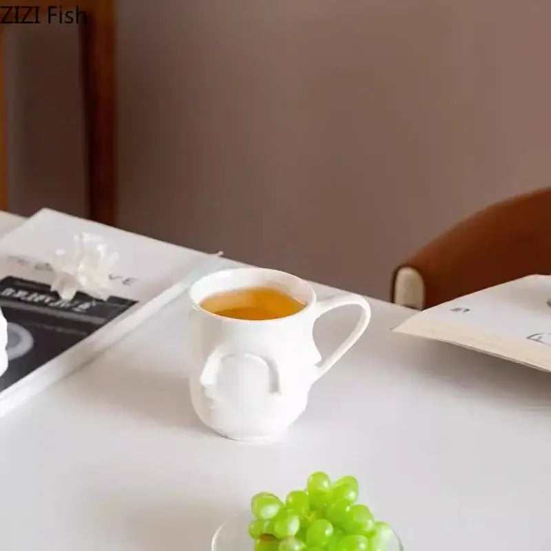 DecorBites™ Abstract Face Ceramic Coffee Mug Dining Table Teacup Juice Container