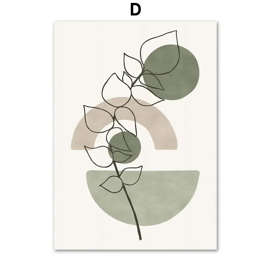 Geometric Leaves Canvas Wall Art