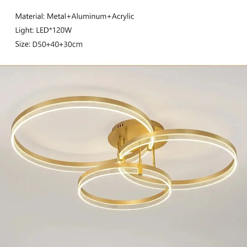 Modern gold circular led acrylic ceiling chandelier for living room