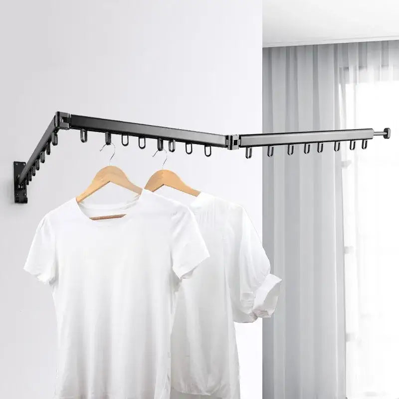 DecorBites™ Aluminum Clothing Hanger Organizer Rack Black Foldable Laundry Drying Rack