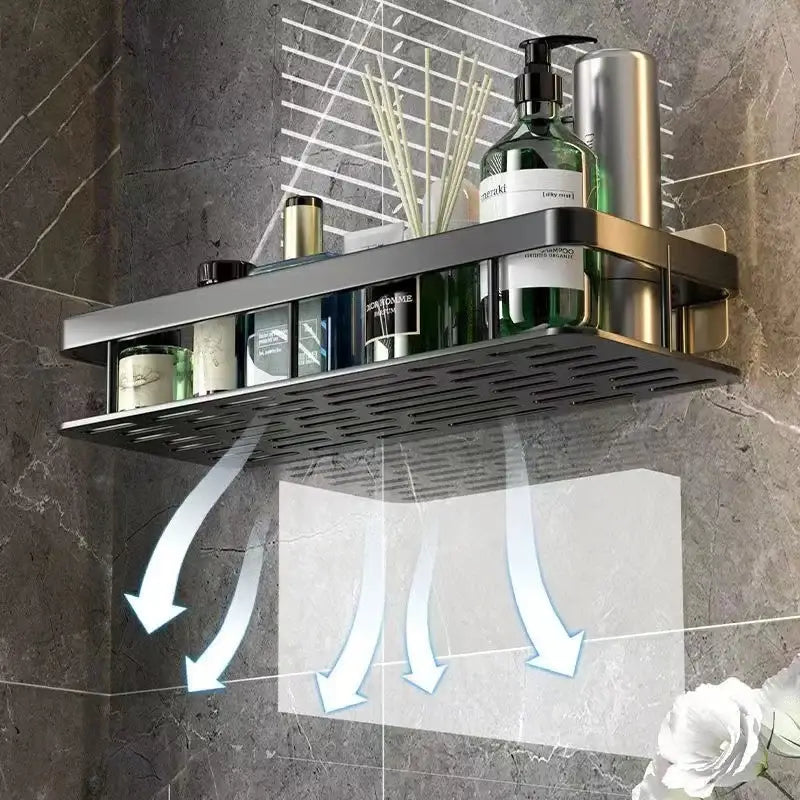 DecorBites™ Aluminum Corner Shelf Organizer for Bathroom and Kitchen Storage