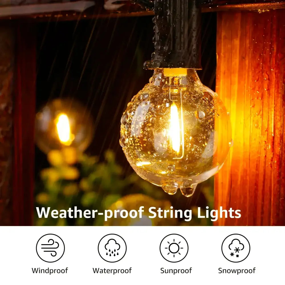 DecorBites™ Amber Glass Bulb Dimmable LED String Lights Connectable for Party Wedding Decor