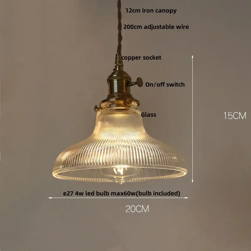 Walnut and amber glass led pendant lamp dining room hanging light