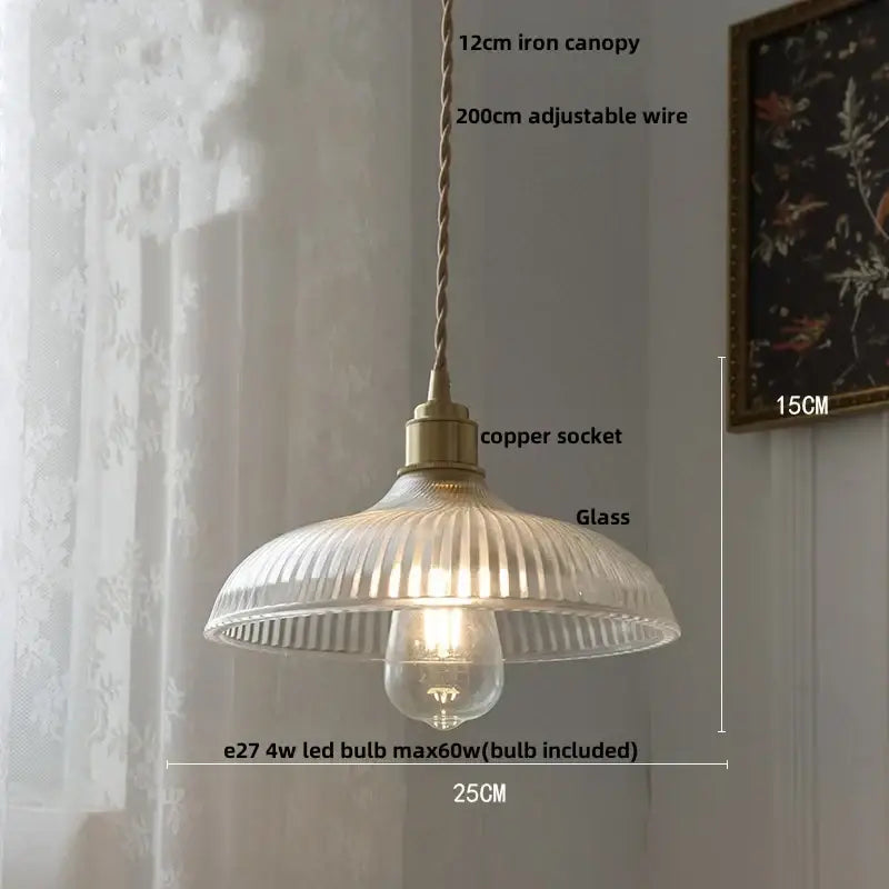 Walnut and amber glass led pendant lamp dining room hanging light