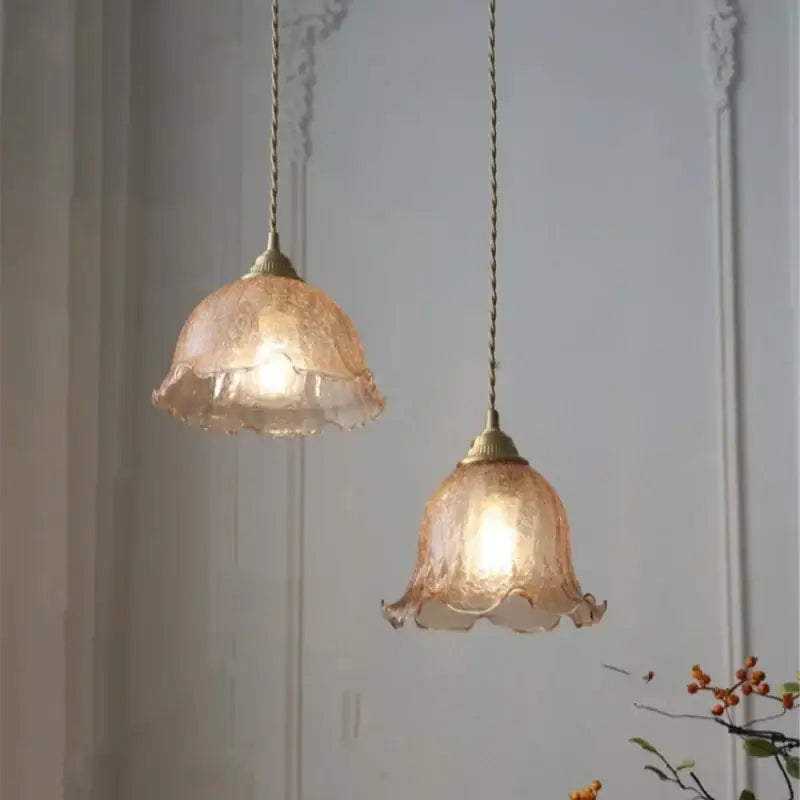 Walnut and amber glass led pendant lamp dining room hanging light