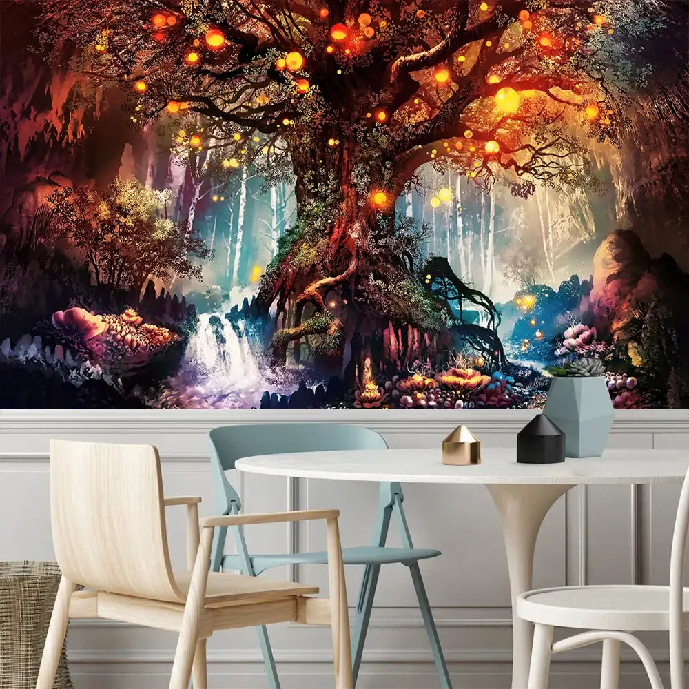 DecorBites™ Ancient Trees Tapestry: Psychedelic 3D Print Wall Hanging for Boho Decor