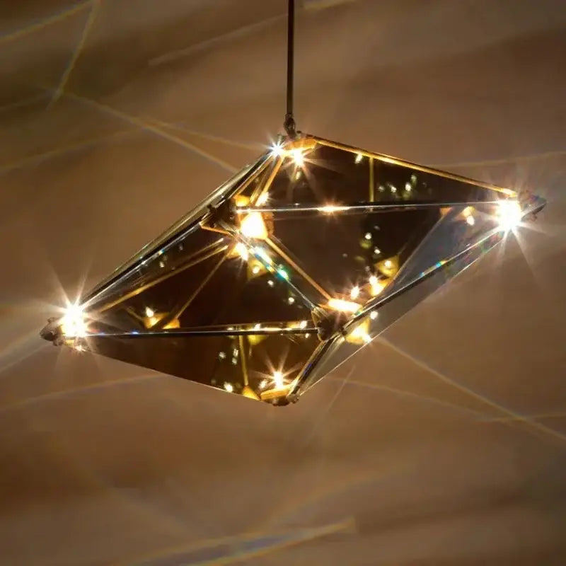 DecorBites™ Angular Diamond Glass Chandelier Ceiling Light for Home Decor