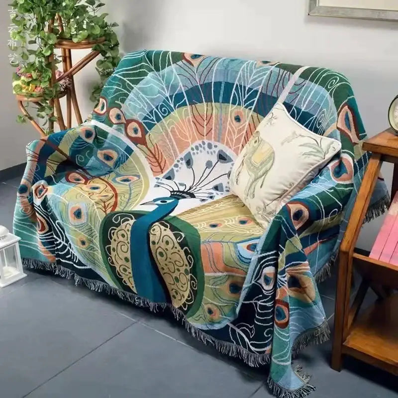 DecorBites™ Animal Pattern Throw Blanket - Stylish Sofa Cover with Tassels