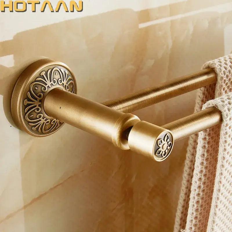 DecorBites™ Antique Brass Double Towel Bar/Towel Holder - Solid Aluminium - Bathroom Accessory