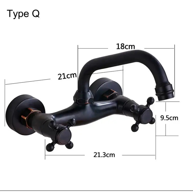 DecorBites™ Antique Brass Dual Handle Wall Mount Kitchen Faucet