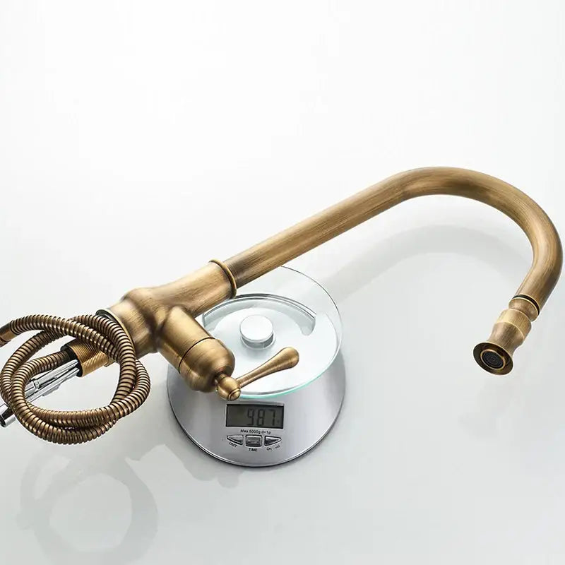 DecorBites™ Antique Brass Pull Out Kitchen Faucet with Stream Sprayer Head