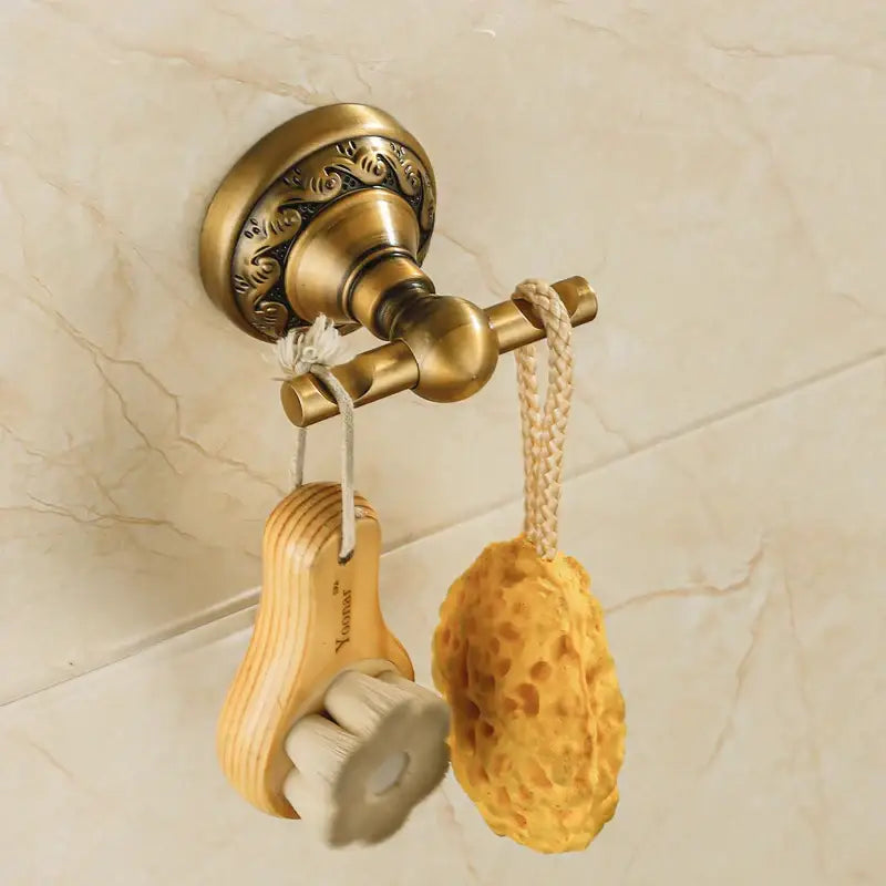DecorBites™ Antique Brass Robe Hook: Durable Aluminium Bathroom Accessory
