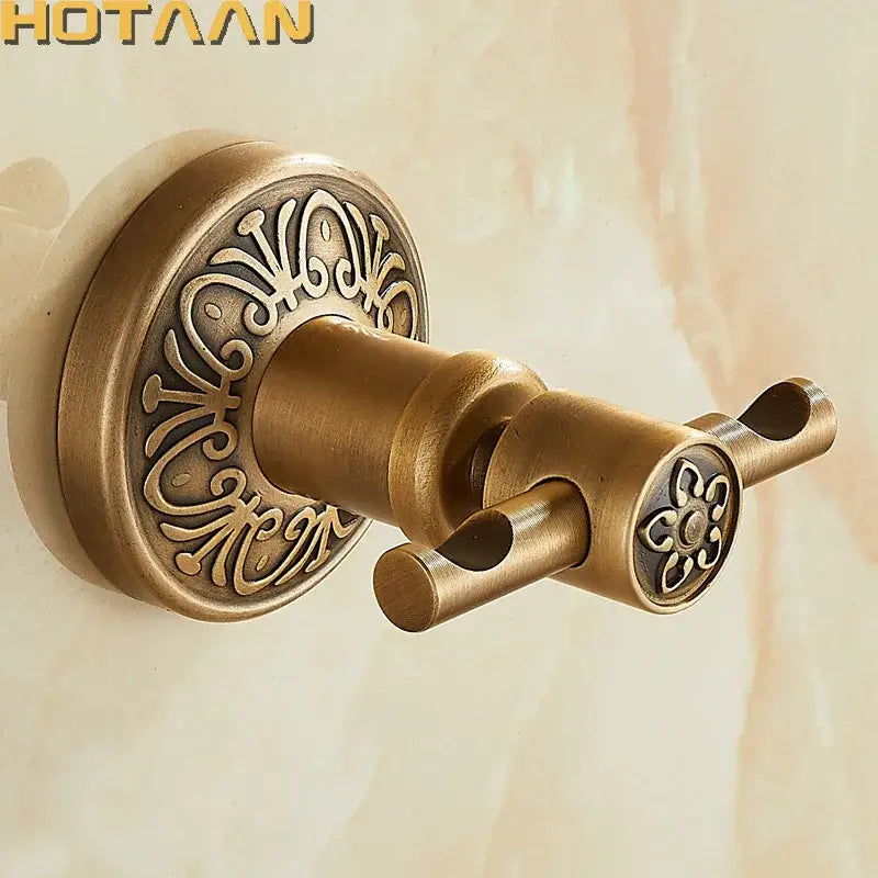 DecorBites™ Antique Brass Robe Hook, Wall Mounted Bathroom Accessories