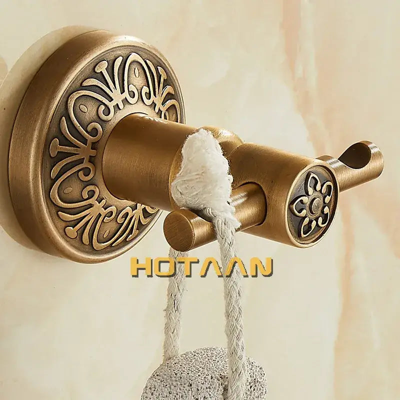 DecorBites™ Antique Brass Robe Hook, Wall Mounted Bathroom Accessories