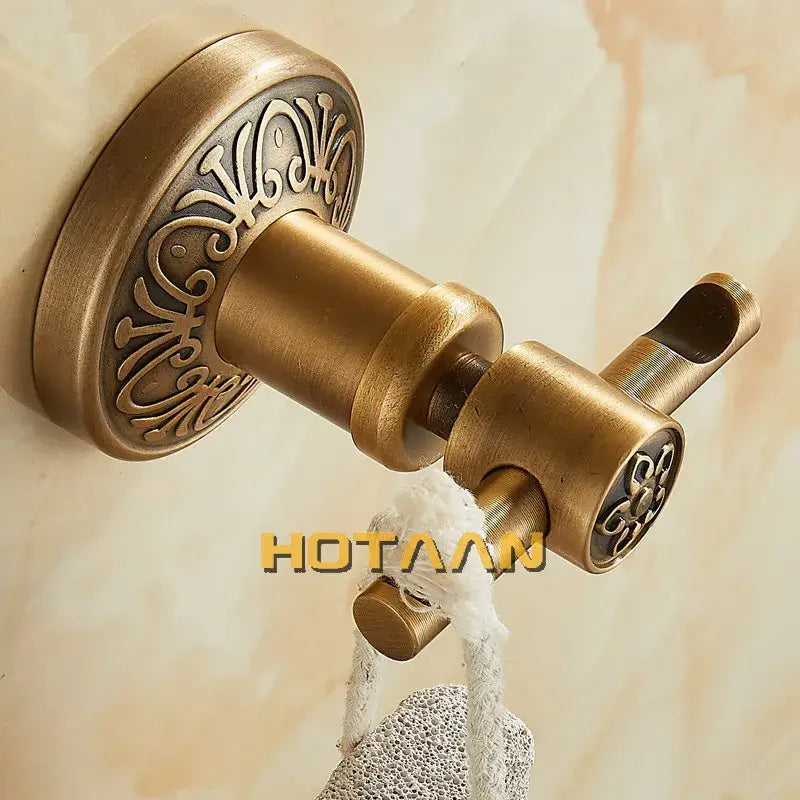 DecorBites™ Antique Brass Robe Hook, Wall Mounted Bathroom Accessories