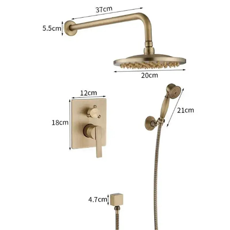Antique brass shower faucet set with handheld spray – bathroom kit