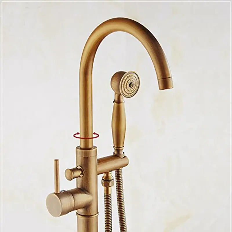 DecorBites™ Antique Brass Tub Faucet Swivel Spout Filler Hot Cold Mixer Tap