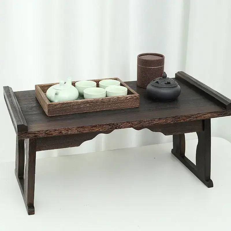 DecorBites™ Antique Chinese Style Solid Wood Foldable Table for Hanfu Shoots & Tea Cooking