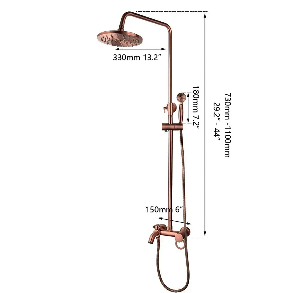 DecorBites™ Antique Copper 3-Function Shower Set with Rainfall Head and Hand Shower