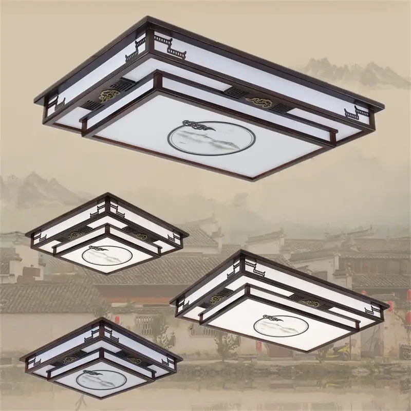 DecorBites™ Antique Style Solid Wood Led Ceiling Light for Living Room Bedroom & Study