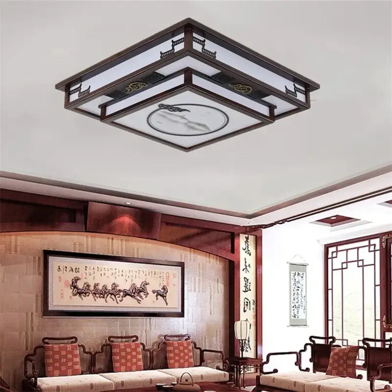 DecorBites™ Antique Style Solid Wood Led Ceiling Light for Living Room Bedroom & Study